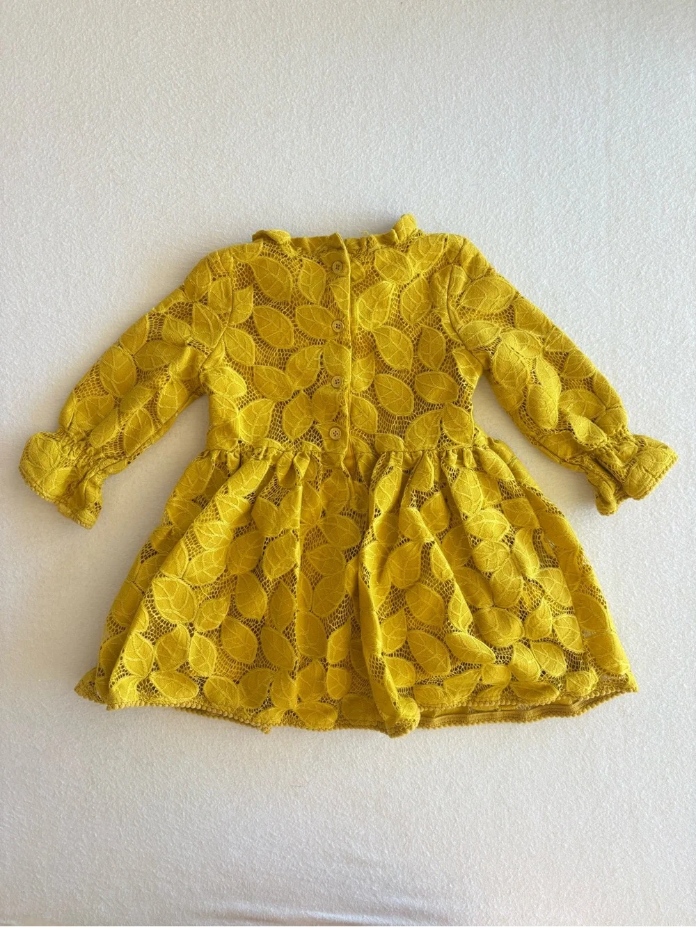 Oshkosh Toddler Girls Long Sleeve Dress 3T Yellow Floral Summer